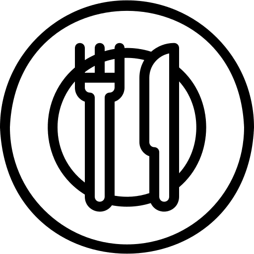 Dinner food and restaurant cutlery fork icon