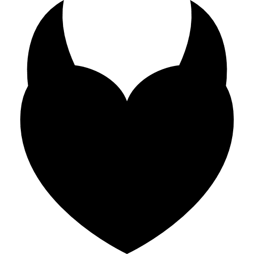 Devil heart with two horns devil horns heartbeat icon