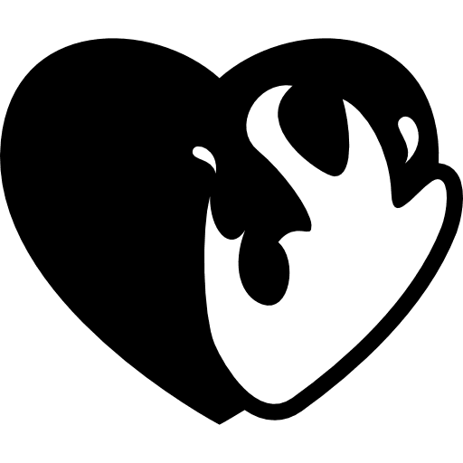 Heart on fire symbol hearts heartbeat icon