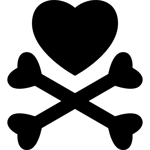Heart and bones cross hearts bone cross icon