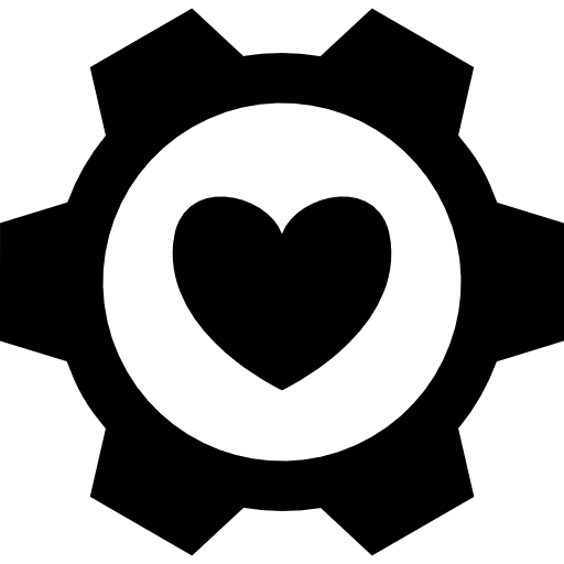 Heart repair symbol heartbeat gear symbol icon