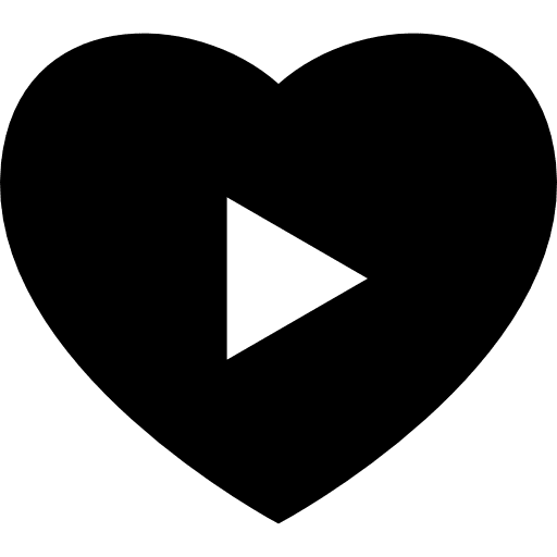 Heart play button triangle heart play icon