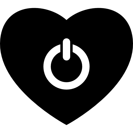 Heart shaped power button heart love heartbeat icon