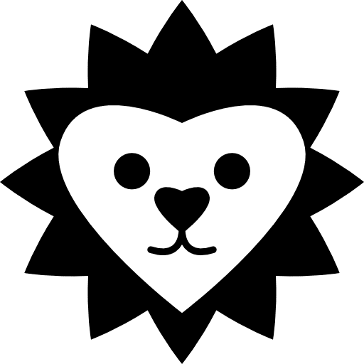 Heart shaped lion face faces lion face icon