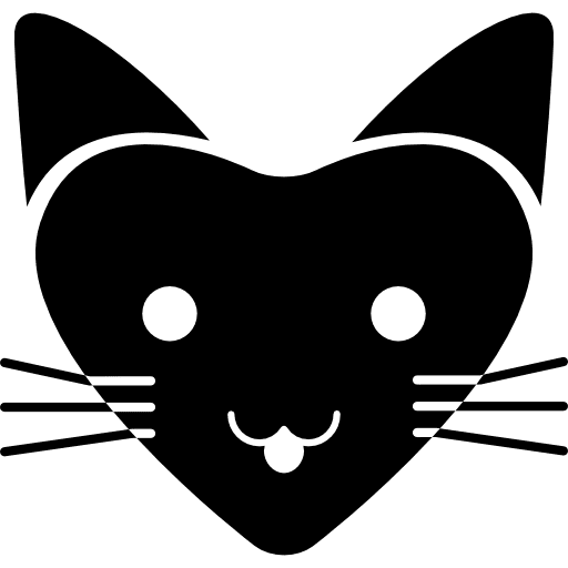 Love cat with heart shaped face hearts love animal icon