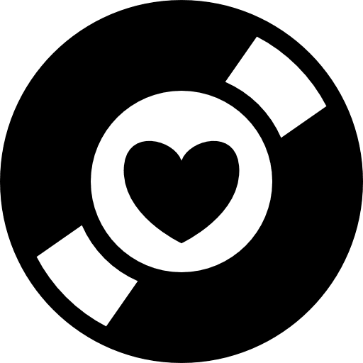 Music collector symbol of a disc with a heart at the center disc music heart icon