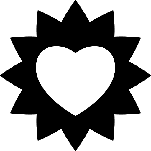Sun with heart love star heart icon