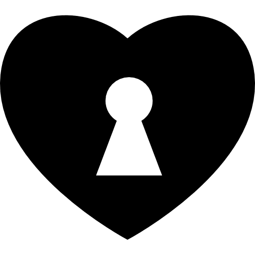 Heart lock with key hole shapes hearts hole icon