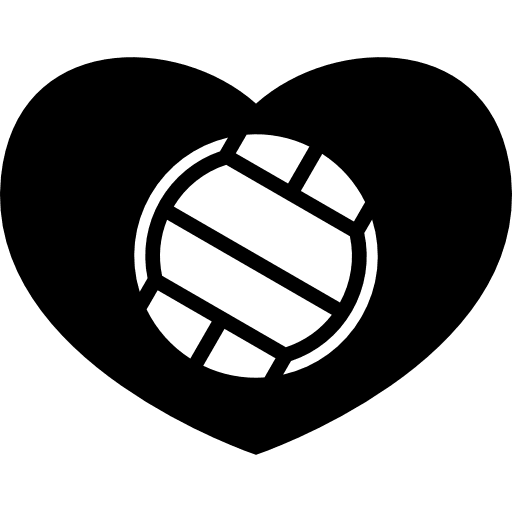 Volleyball ball in a heart heart heartbeat sports icon