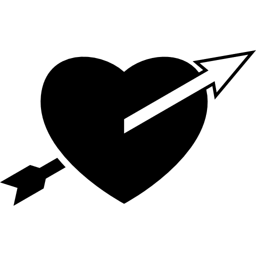 Arrow straight to the heart straight valentines hearts icon