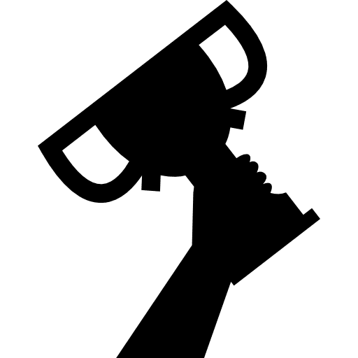 Hand holding and raising a sportive trophy sports sportive raising icon