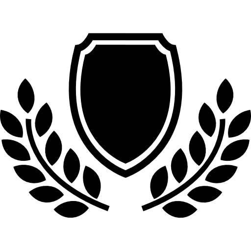 Shield with two leaves branches leaves olive shield icon