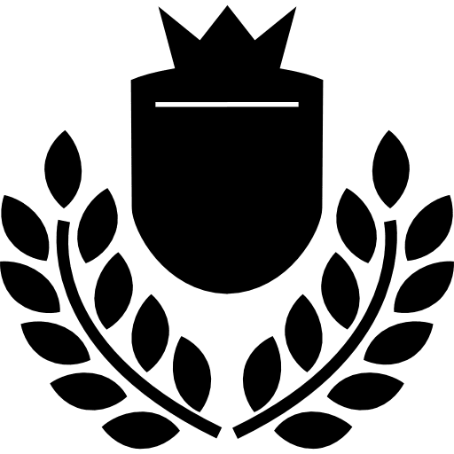 Symbolic shield with crown and olive branches symbolic branches awards icon