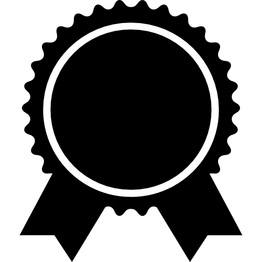 Award badge of circular shape with ribbon tails badge recognition circular icon