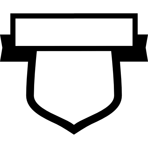 Shield with banner ribbon symbol outlined icon