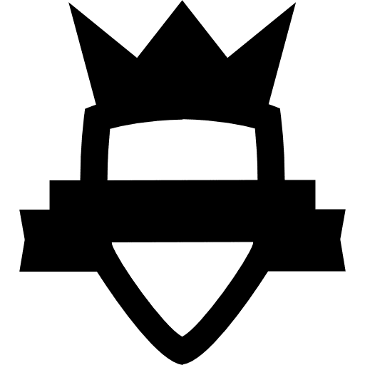 Symbolic shield with crown and banner awards ribbon symbolic icon