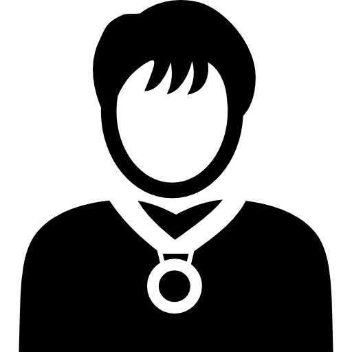 Person with medal necklace hanging medal awards icon