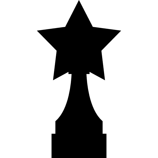 Award trophy with star shape silhouette trophies symbol icon