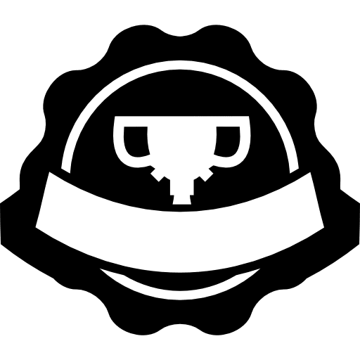 Award label with trophy sign and a banner label sports commercial icon