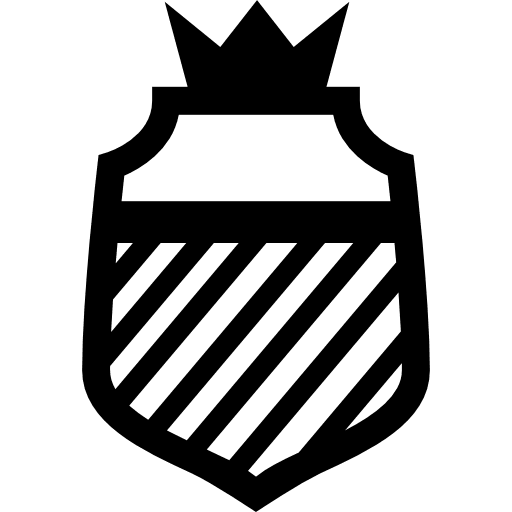 Shield with stripes and a crown shapes awards shields icon