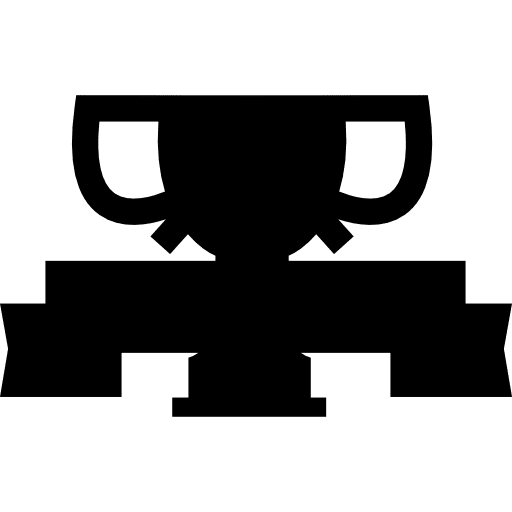 Trophy cup with banner awards trophy shape icon
