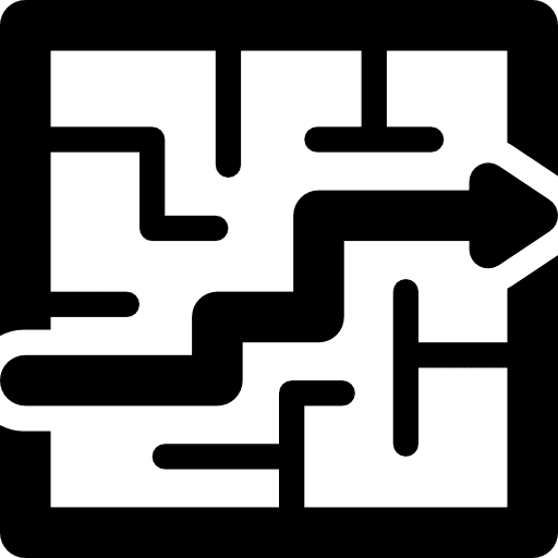 Labyrinth and arrow path pathway business icon