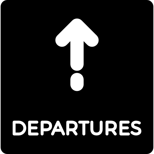 Departures sign airport leaving maps and flags icon