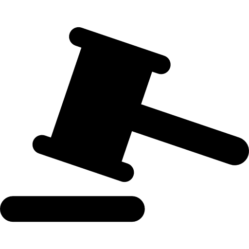 Legal issue hammer trial judge icon