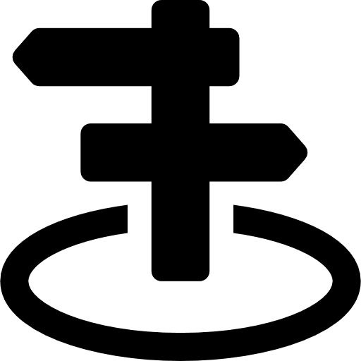 Road intersection directional orientation sings icon