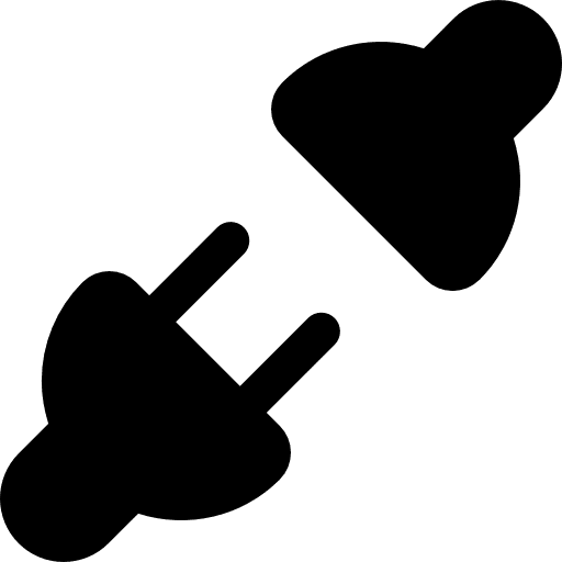 Connected plugs plugging electric electronic icon