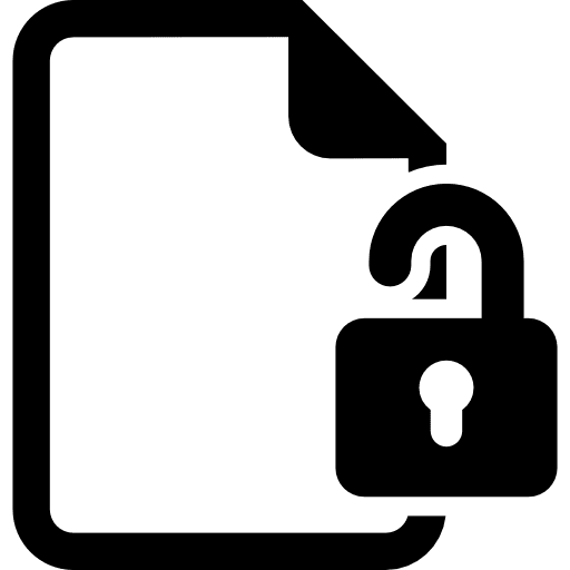 Unlocked file unblocked lock documents icon