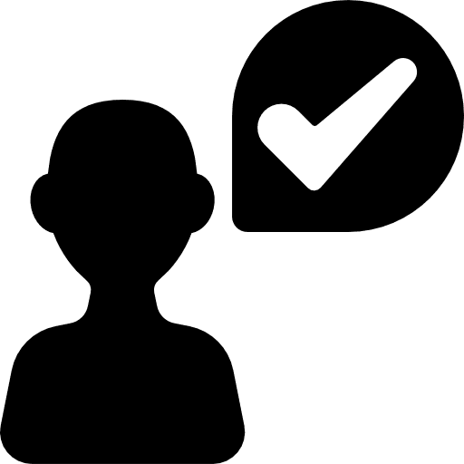 Verefied user speech bubble check mark users icon