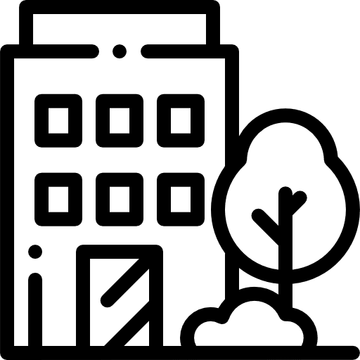 Hostel architecture and city holidays vacations icon