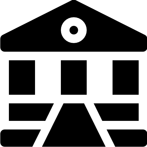 Bank architecture government pillars icon