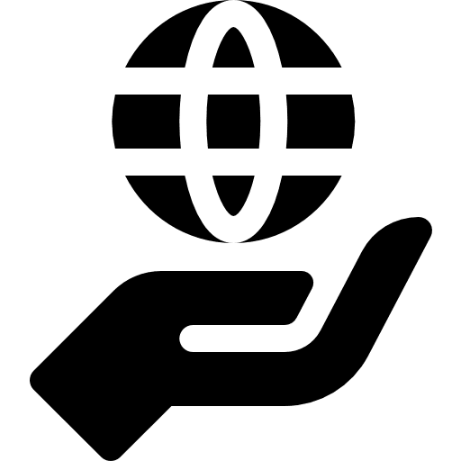 Globe grid interface globe grid hands icon