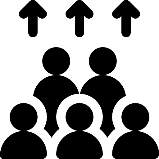 Population demographics increase up arrows icon