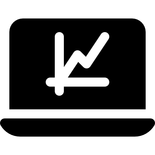 Laptop bar chart seo and web stat icon