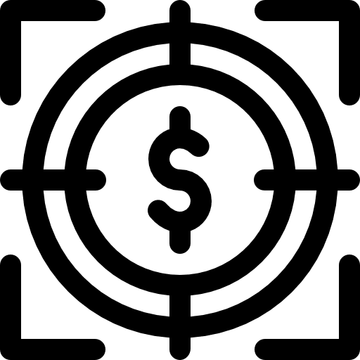 Target sniper shooting money icon