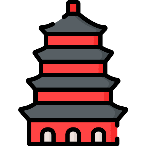 Pagoda architecture and city cultures asia icon