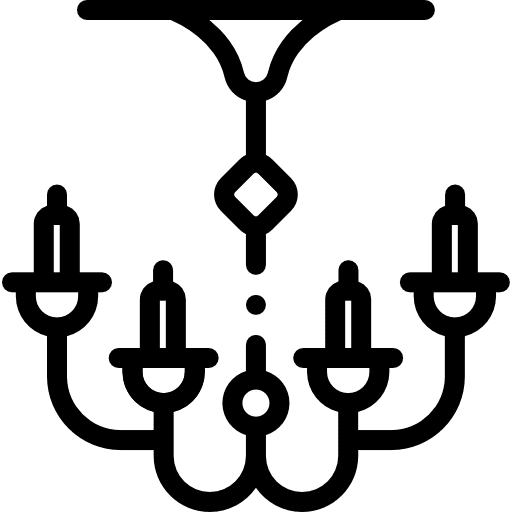 Chandelier furniture and household light illumination icon