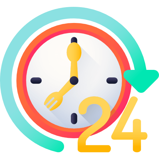 24 hours phone call info clock icon