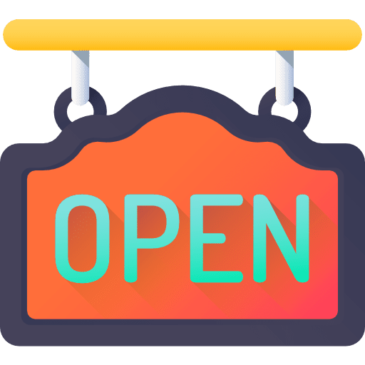 Open store sign signaling icon