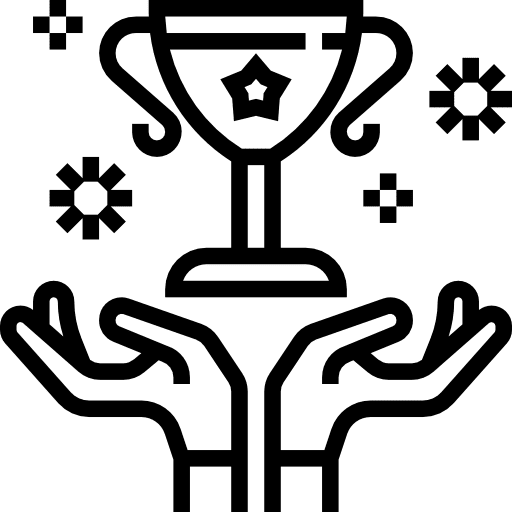 Success hands and gestures triumph trophy icon