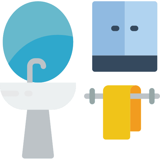 Bathroom washbasin sink furniture and household icon