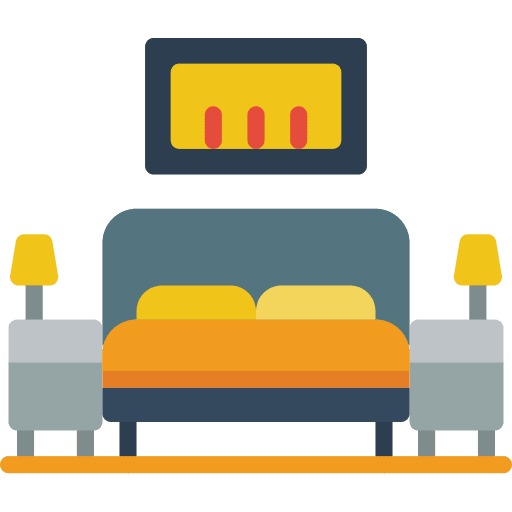 Bedroom furniture and household bedroom bed icon