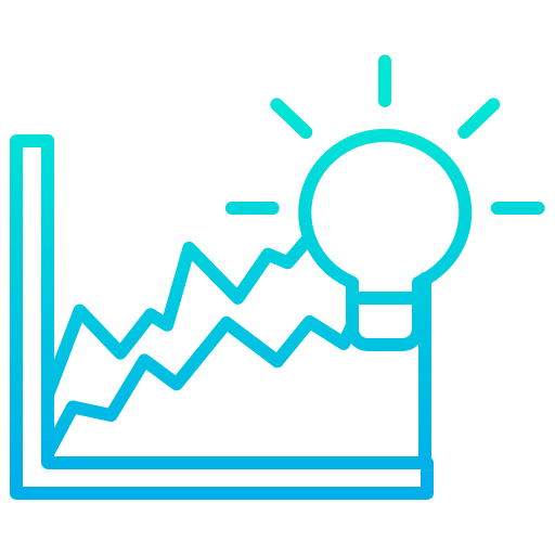 Achievement line graph light bulb business and finance icon