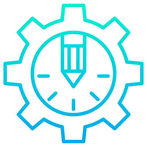 Gear writing business and finance art and design icon