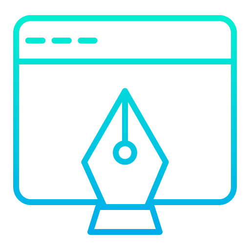 Tablet webpage fountain pen design icon