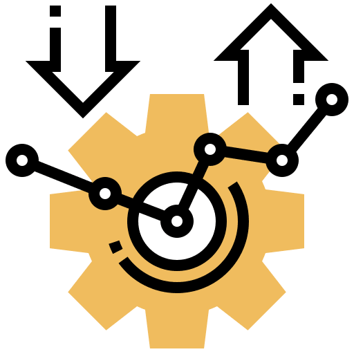 Risks gear business and finance management icon