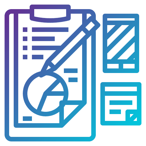 Analytics files pencil pie chart icon